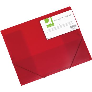 Elastikmappe Q-Connect Folio i transparent plast med 3 klapper