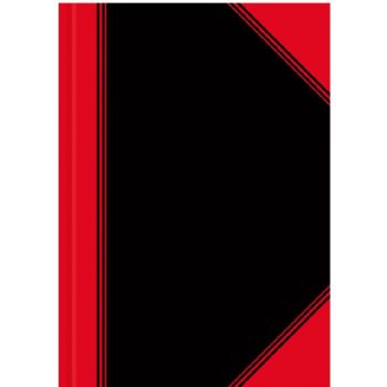 Kinabog sort notesbog med røde hjørner