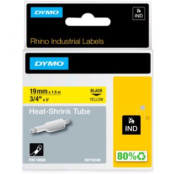 Dymo Rhino Krympeflex tape 19mm sort/gul