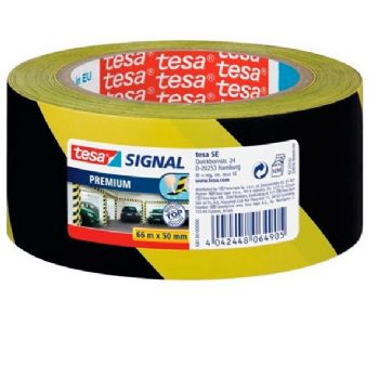 Tesa Signal Premium advarselstape 50mmx66m 65 my Sort/gul