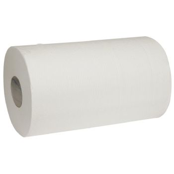 Håndklæderulle 2-lags m. hylse nyfiber, hvid - 12 stk