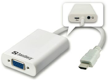 Sandberg HDMI video-transformer hvid