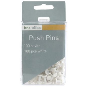 Kortnåle Push-pins æske med 100 stk, Hvid