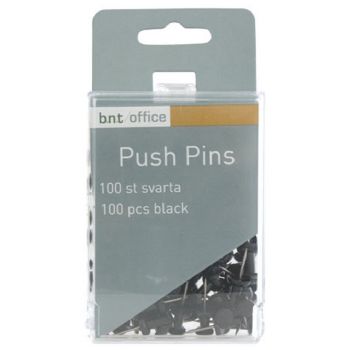 Kortnåle Push-pins æske med 100 stk, Sort