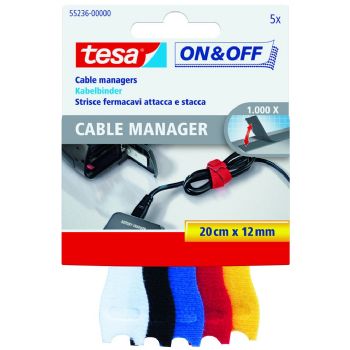 Velcro tape Tesa Kabel strips, 5 stk assorterede farver
