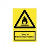 WhiteLabel Advarselsskilt A4 'oplag af brandfarlige væsker' vinyl