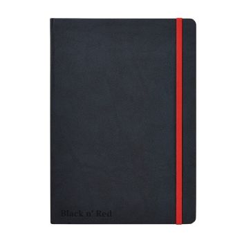 Notesbog Oxford Black n\'Red A5 lin. imiteret omslag Sort