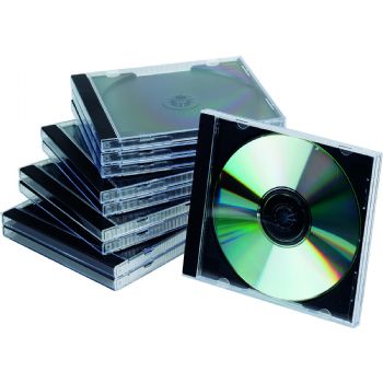 CD/DVD Jewel Case Q-Connect, sort/klar, 10 stk