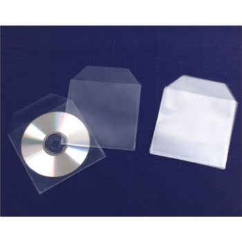 CD-lomme Q-Connect med flap til 2 CD.er, 50 stk