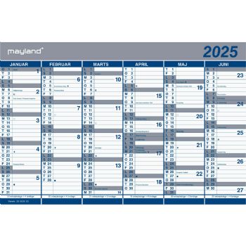 Mayland 2025 25063000 dobbelt kontorkalender 29x44cm blå