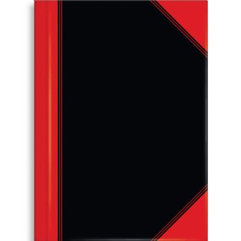 Rhino Kina notesbog 70g linjeret A6 sort/rød
