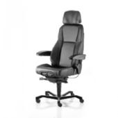 Kontorstol KAB seating K4 Premium, White-Line Sort skind inkl. armlæn og nakkestøtte