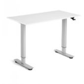 Hæve-sænkebord Flexidesk, Hvid 1200x600 mm 2-ben/Alugrå