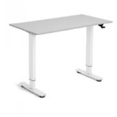 Hæve-sænkebord Flexidesk, Lysgrå 1200x600 mm 2-ben/Hvid