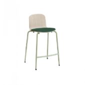 Barstol ADD Hvidpigmenteret eg laminat, sæde i grønt tekstil, grønne ben
