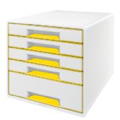 Desk cube WOW m/5-skuffer hvid/gul